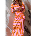 Solange | Women's Striped Belted Maxi Wrap Dress