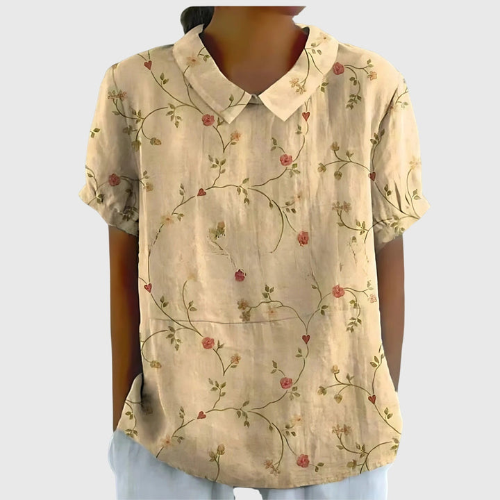 Fleur | Floral Print Peter Pan Collar Short Sleeve Blouse