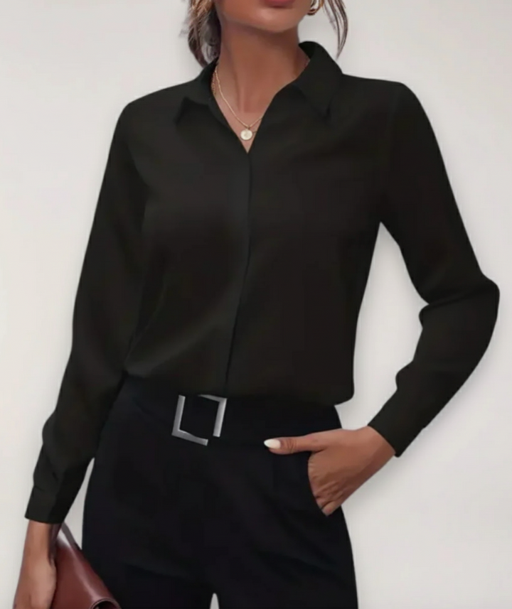 Stella | Classic Collared Long Sleeve Chiffon Blouse
