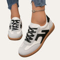 Hana | Contrast Panel Perforated Lace-Up Flatform Sneakers