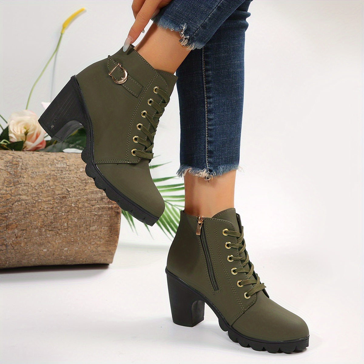 Harper | Women's Lace-Up Heeled Ankle Boots