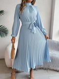 Rosalind | Women's Tie-Neck Pleated Maxi Dress
