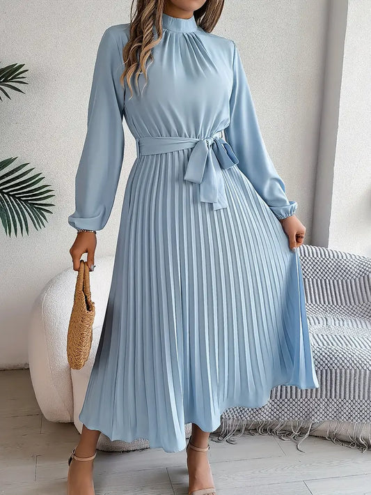 Rosalind | Women's Tie-Neck Pleated Maxi Dress