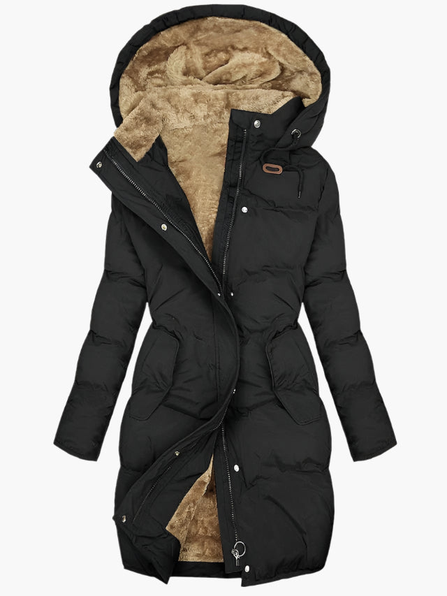 Cordelia | Women's Faux Fur Lined Hooded Longline Puffer Coat