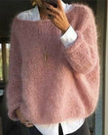 Lily | Crew Neck Batwing Sleeve Fluffy Mohair-Feel Knit Sweater