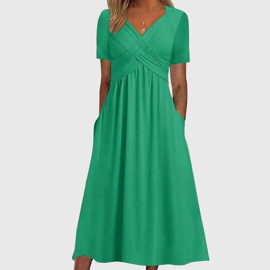 Ottoline | Women's Wrap Front Short Sleeve Maxi Dress