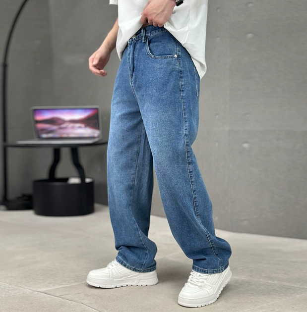 James | Men's Grey Wide Leg Denim Jeans
