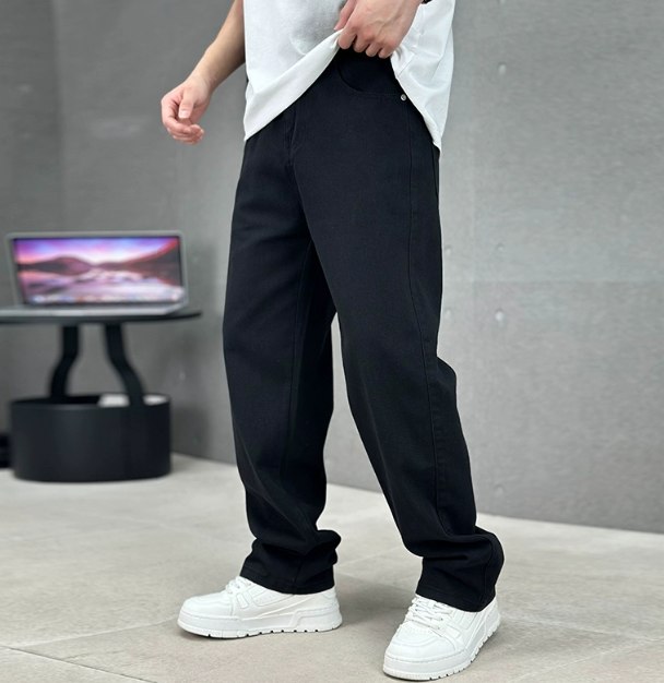 James | Men's Grey Wide Leg Denim Jeans