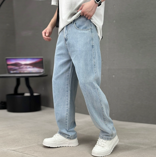 James | Men's Grey Wide Leg Denim Jeans