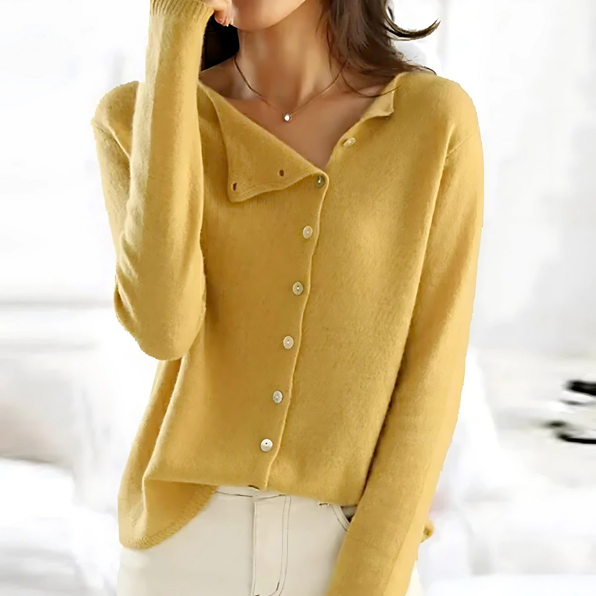 Chiara | Asymmetric Collar Knit Cardigan