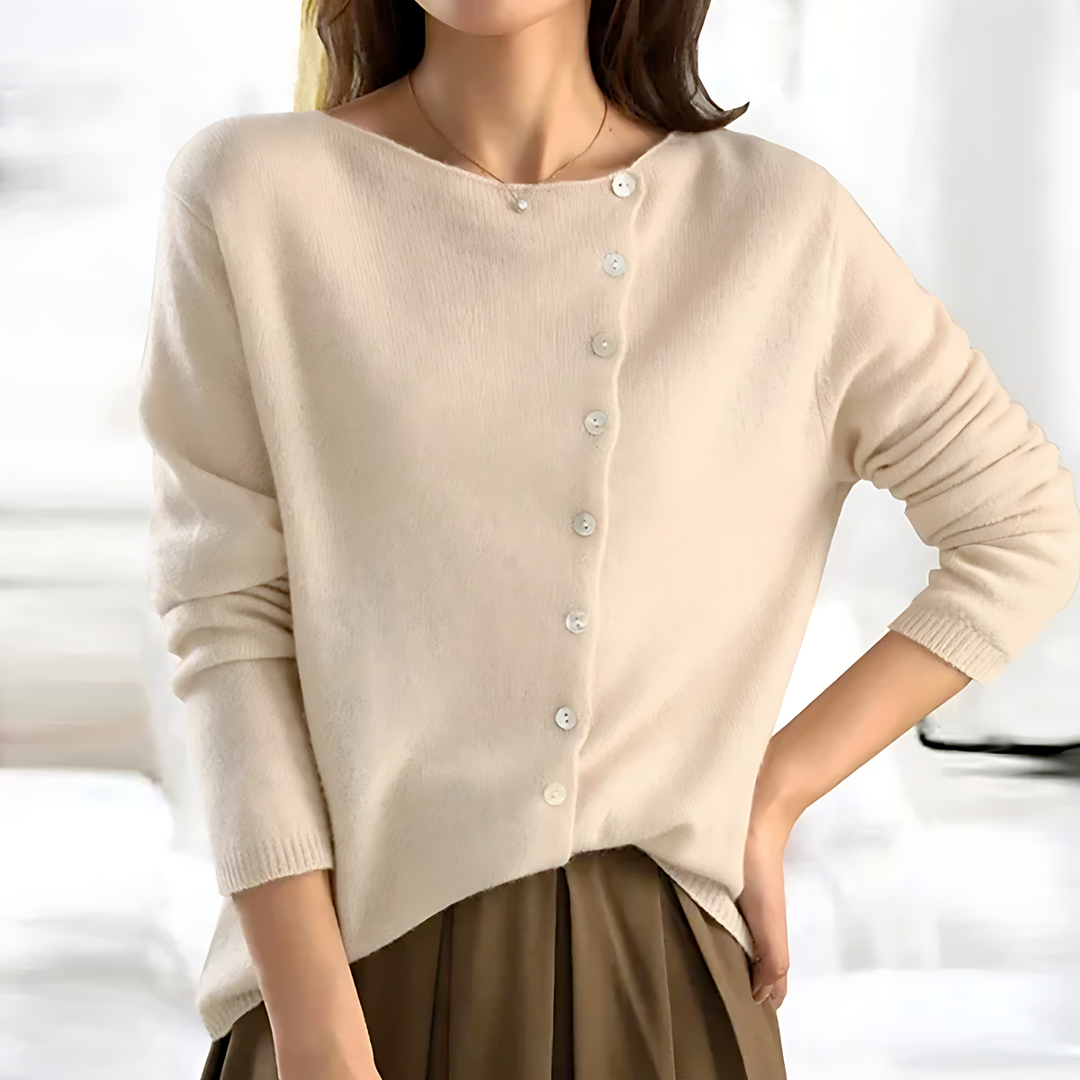 Chiara | Asymmetric Collar Knit Cardigan