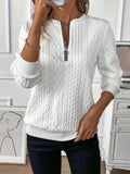 Kira | Quarter Zip Cable Knit Long Sleeve Pullover Sweater