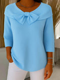Ellie | Bow Detail Round Neck Three-Quarter Sleeve Top