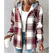Tina | Women's Plaid Hooded Button-Up Shacket