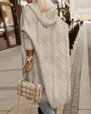 Linda | Longline Hooded Cable Knit Cardigan