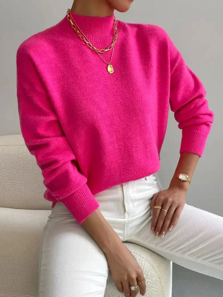 Luna | Mock Neck Long Sleeve Fleece Sweatshirt