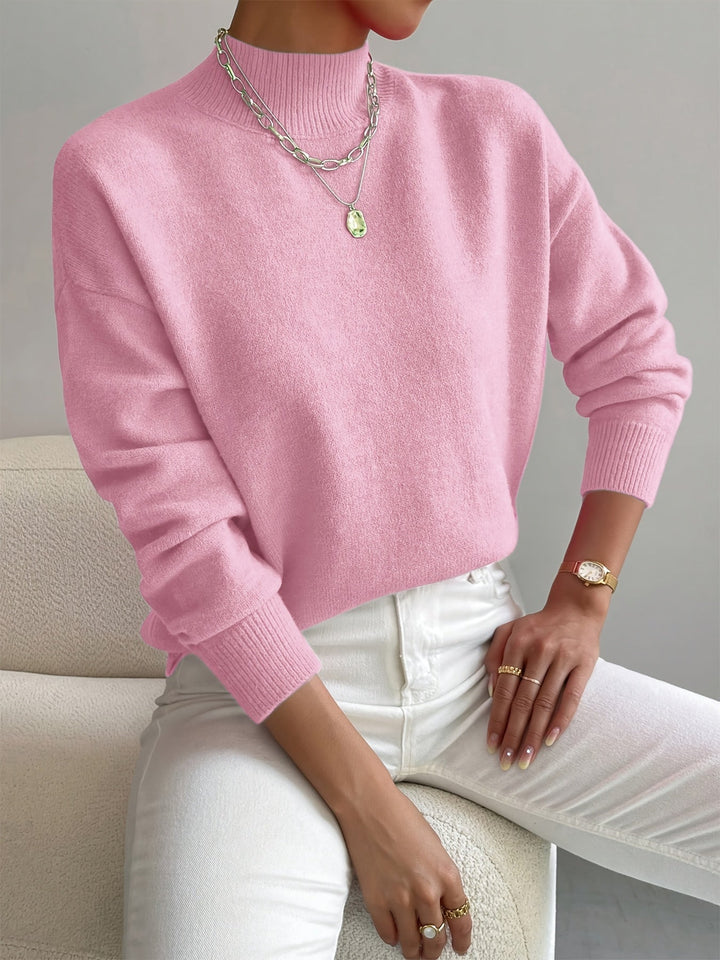 Luna | Mock Neck Long Sleeve Fleece Sweatshirt