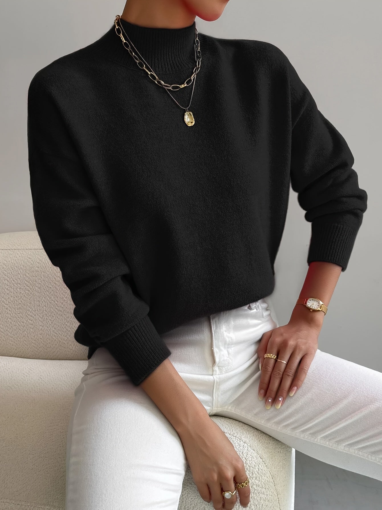 Luna | Mock Neck Long Sleeve Fleece Sweatshirt