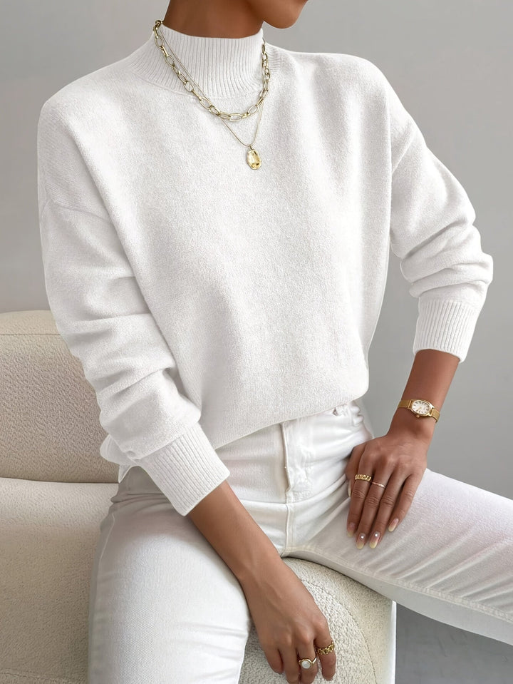 Luna | Mock Neck Long Sleeve Fleece Sweatshirt