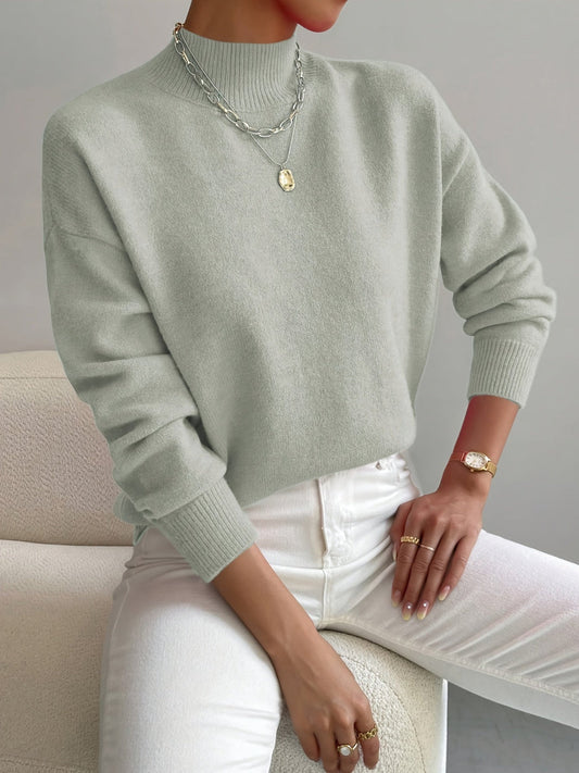 Luna | Mock Neck Long Sleeve Fleece Sweatshirt