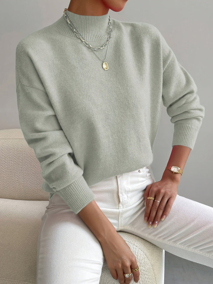 Luna | Mock Neck Long Sleeve Fleece Sweatshirt