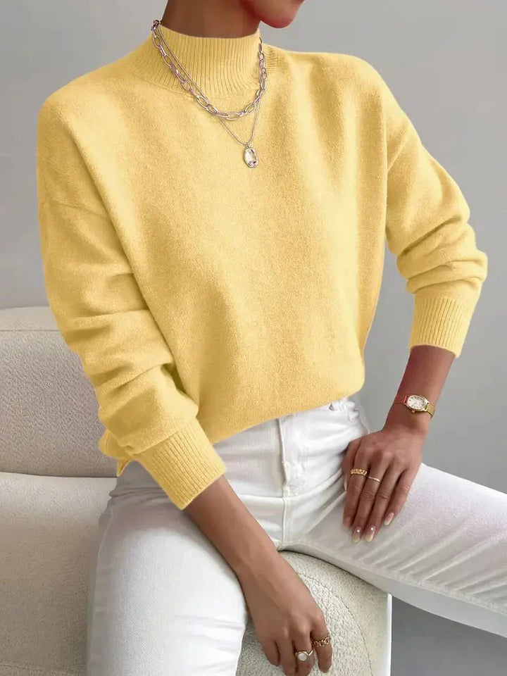 Luna | Mock Neck Long Sleeve Fleece Sweatshirt