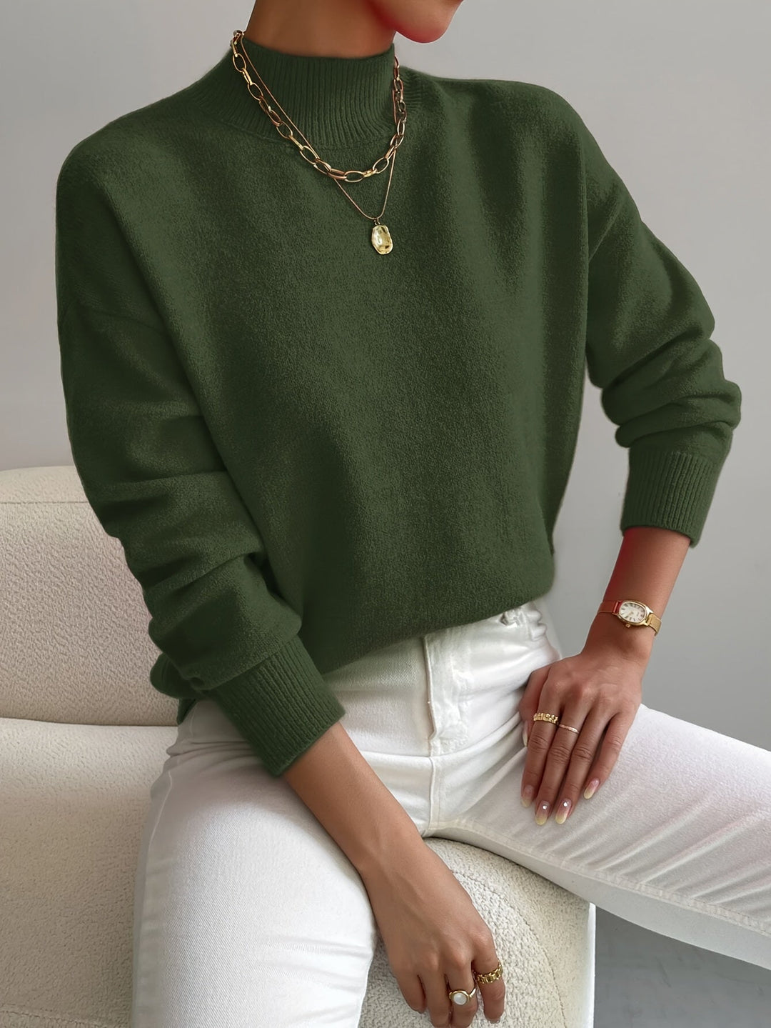 Luna | Mock Neck Long Sleeve Fleece Sweatshirt
