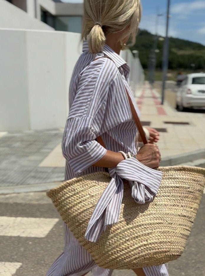 Marina | Striped Oversized Button-Down Shirt Dress