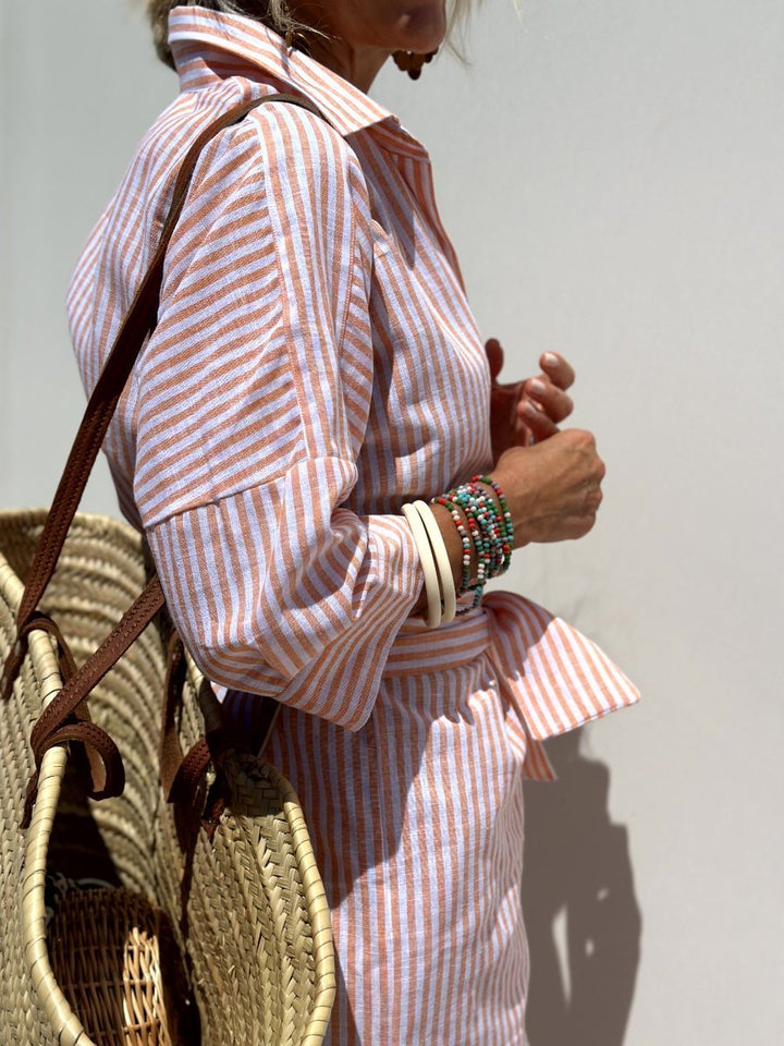 Marina | Striped Oversized Button-Down Shirt Dress
