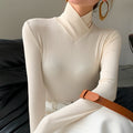 Quinn | V-Neck Turtleneck Fitted Long Sleeve Ribbed Knit Top