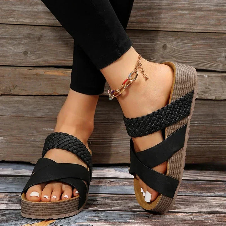 Cove | Crossover Woven Strap Platform Sandals
