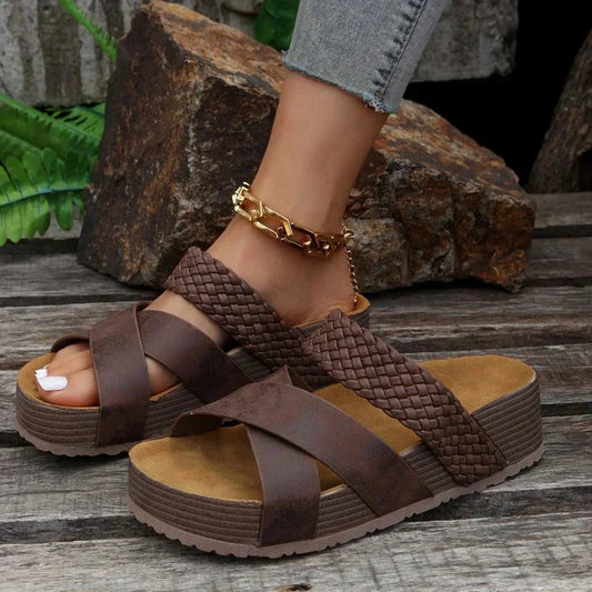 Cove | Crossover Woven Strap Platform Sandals