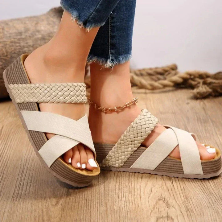 Cove | Crossover Woven Strap Platform Sandals