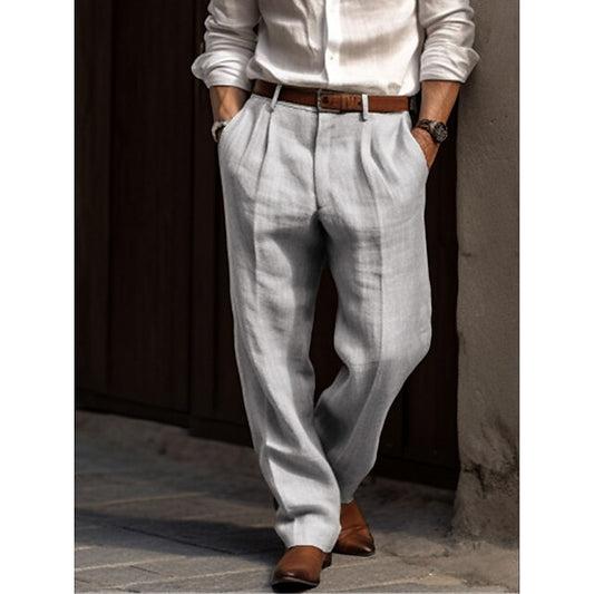 Julian | Men's Pleated Linen Trousers
