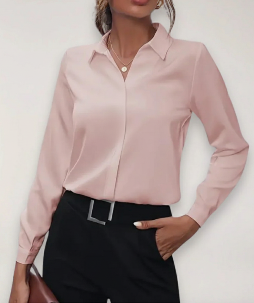 Stella | Classic Collared Long Sleeve Chiffon Blouse
