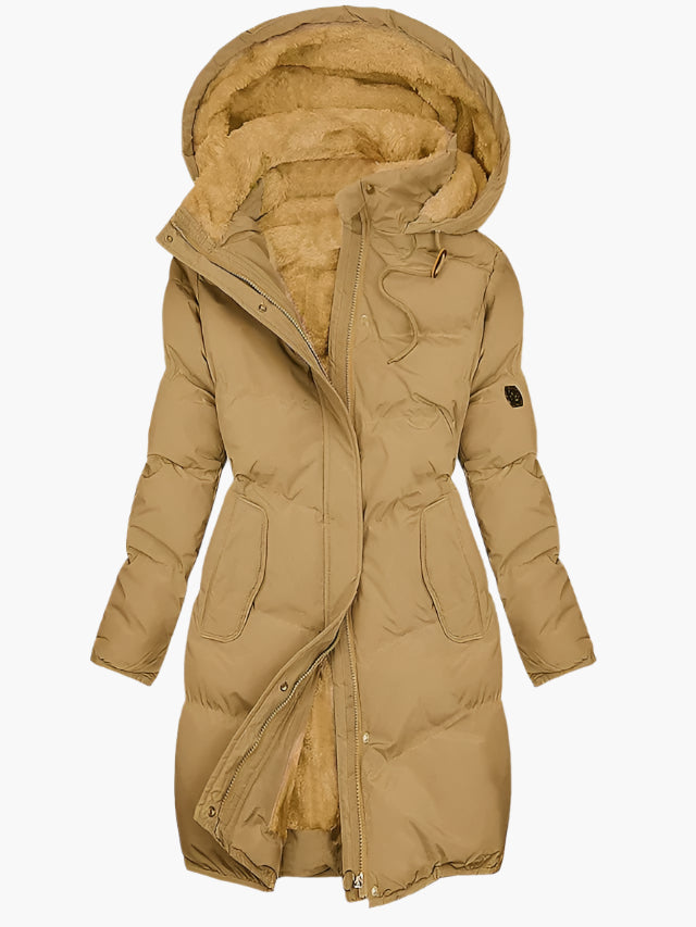 Cordelia | Women's Faux Fur Lined Hooded Longline Puffer Coat