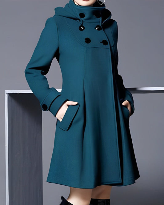 Isolde | Hooded Double-Breasted Raincoat