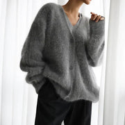 Petra | Fluffy Mohair-Style V-Neck Cardigan