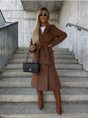 Renata | Women's Double-Breasted Notch Collar Longline Coat