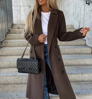 Renata | Women's Double-Breasted Notch Collar Longline Coat