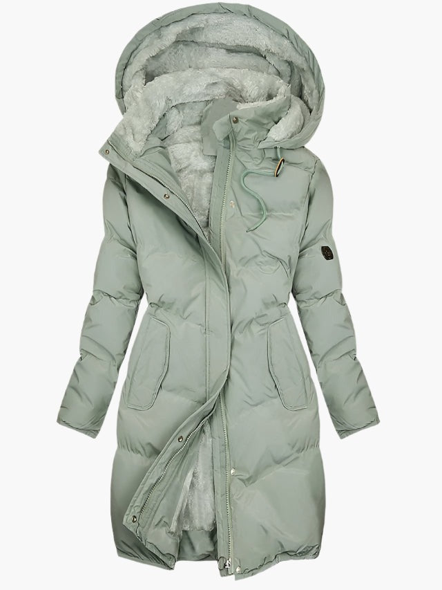 Cordelia | Women's Faux Fur Lined Hooded Longline Puffer Coat