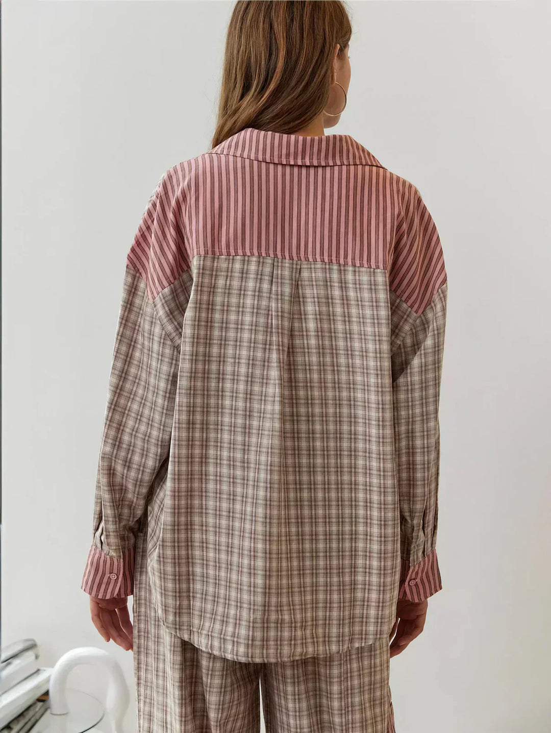 Lena | Plaid Oversized Shirt & Drawstring Jogger Trousers Set