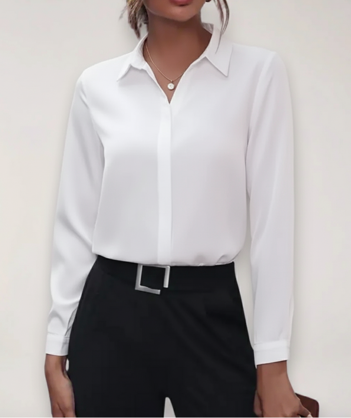 Stella | Classic Collared Long Sleeve Chiffon Blouse