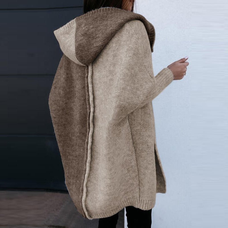 Nadia | Hooded Open-Front Batwing Sleeve Longline Knit Cardigan