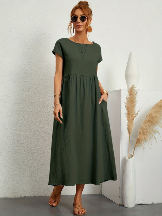 Ottavia | Women's Button Detail Short Sleeve Maxi Dress