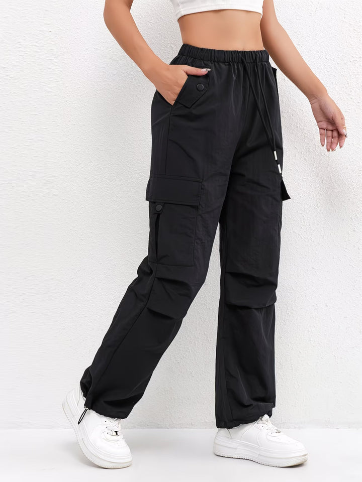 Nova | Drawstring Waist Parachute Cargo Trousers