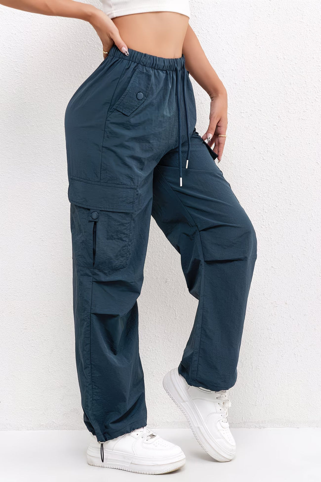 Nova | Drawstring Waist Parachute Cargo Trousers