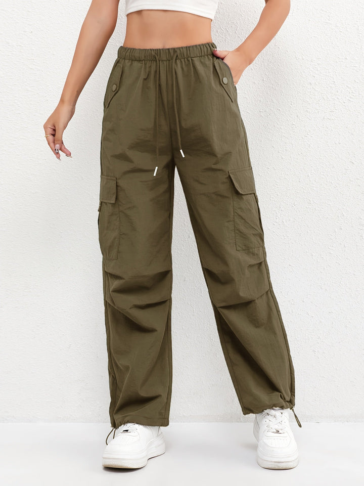 Nova | Drawstring Waist Parachute Cargo Trousers