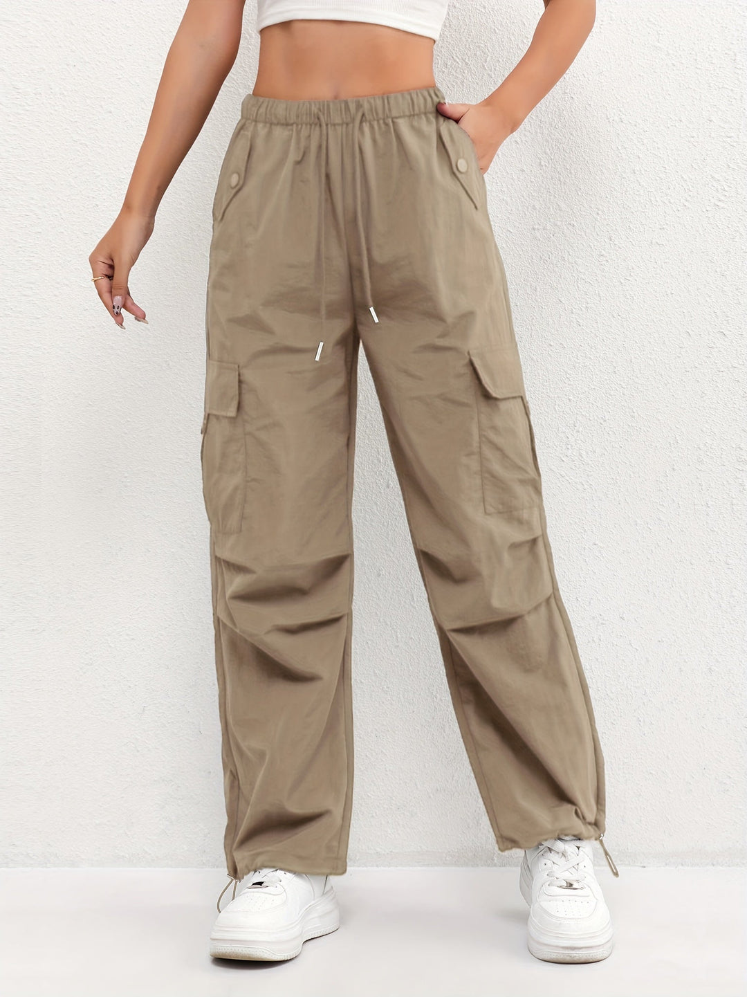 Nova | Drawstring Waist Parachute Cargo Trousers