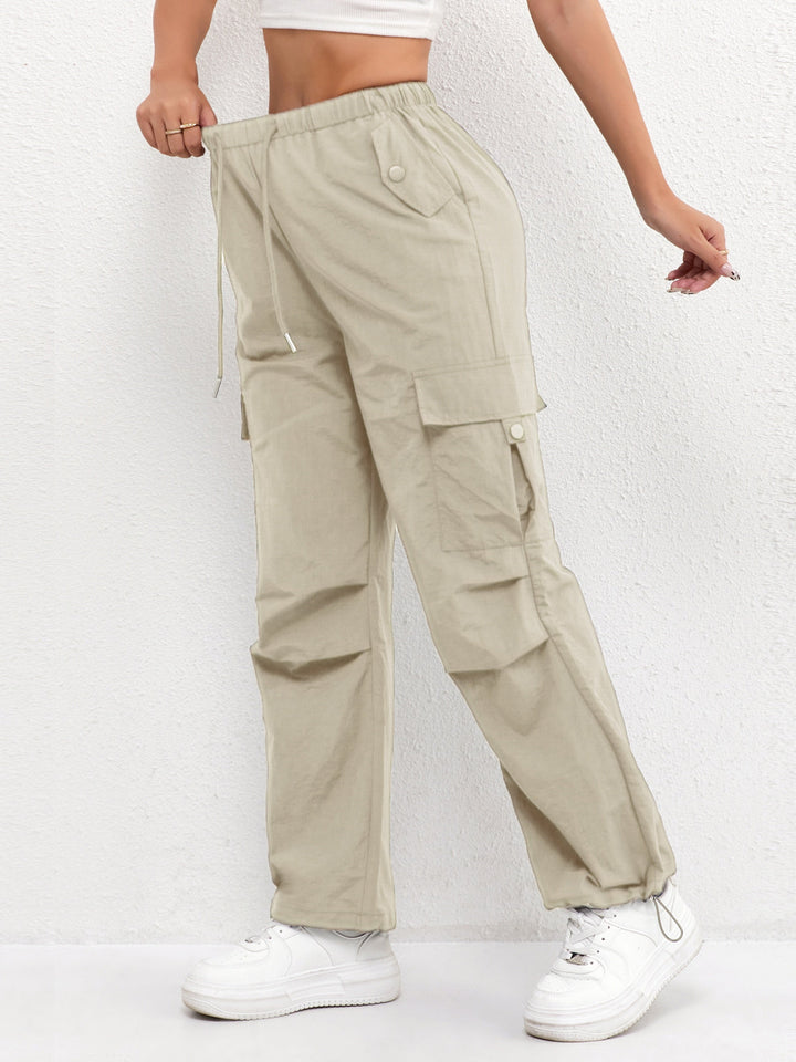 Nova | Drawstring Waist Parachute Cargo Trousers